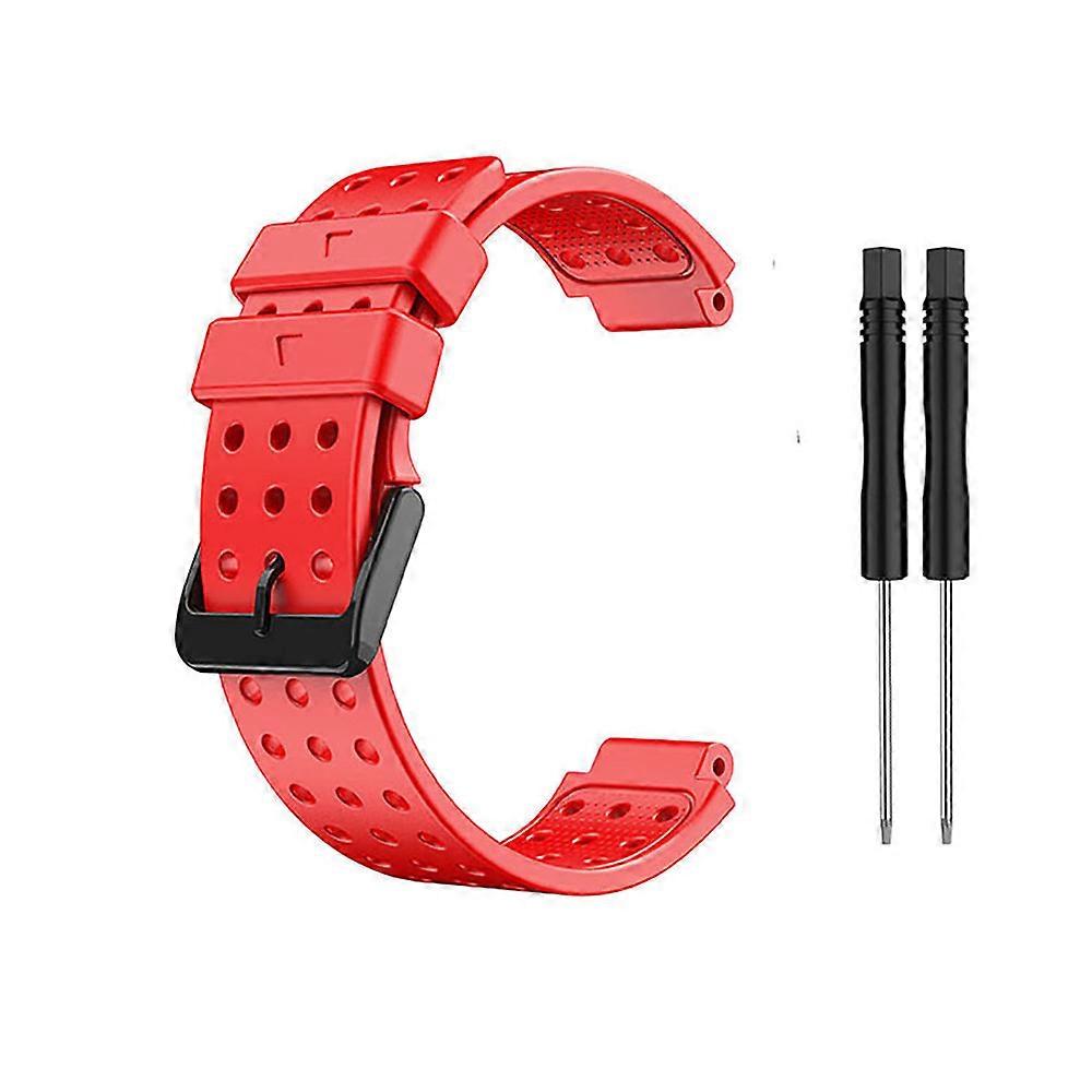 Watch Band Watch Strap with Tool for Garmin Approach S20 Watch Round Hole Silicone (Red)