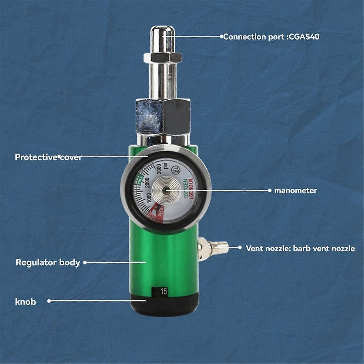 Oxygen Regulator for Household Oxygen Pressure Gauge Regulating Flowmeter Barb Outlet Nozzle
