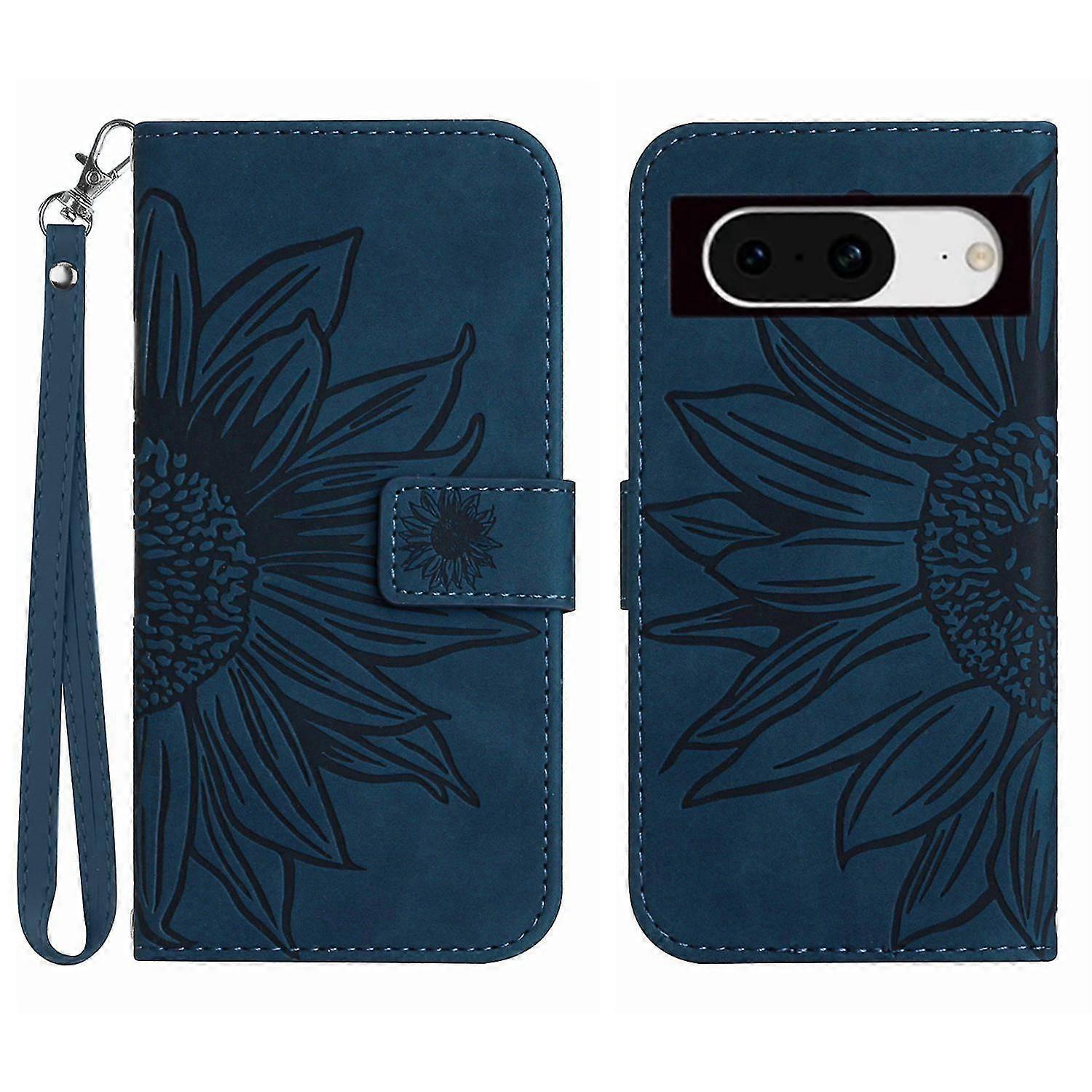 For Google Pixel 8a Cover Pu Leather Stand Phone Wallet Case With Wrist Strap