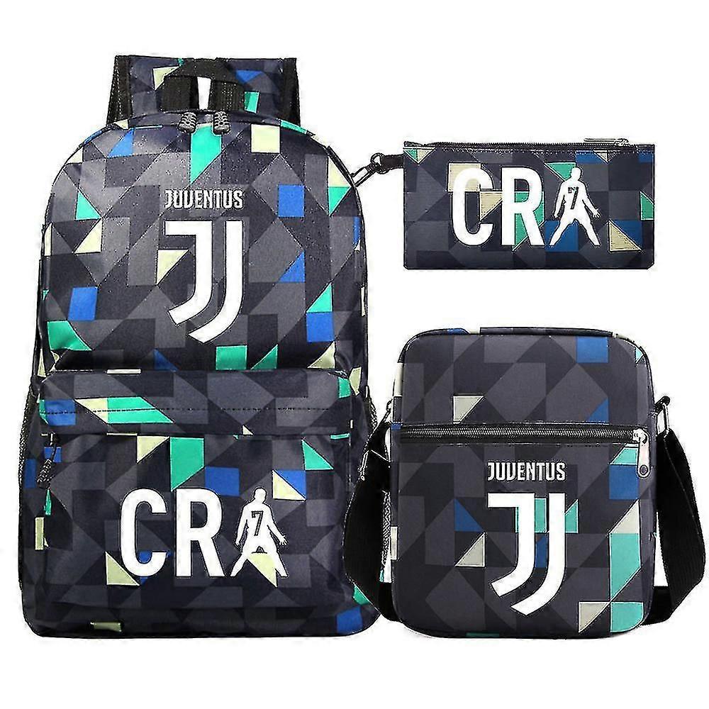 Cr7 Moda Okul Çantaları Genç Erkekler, Erkekler, Çocuklar Ve Öğrenciler İçin Dizüstü Bilgisayar Sırt Çantaları Üç Parçalı Set