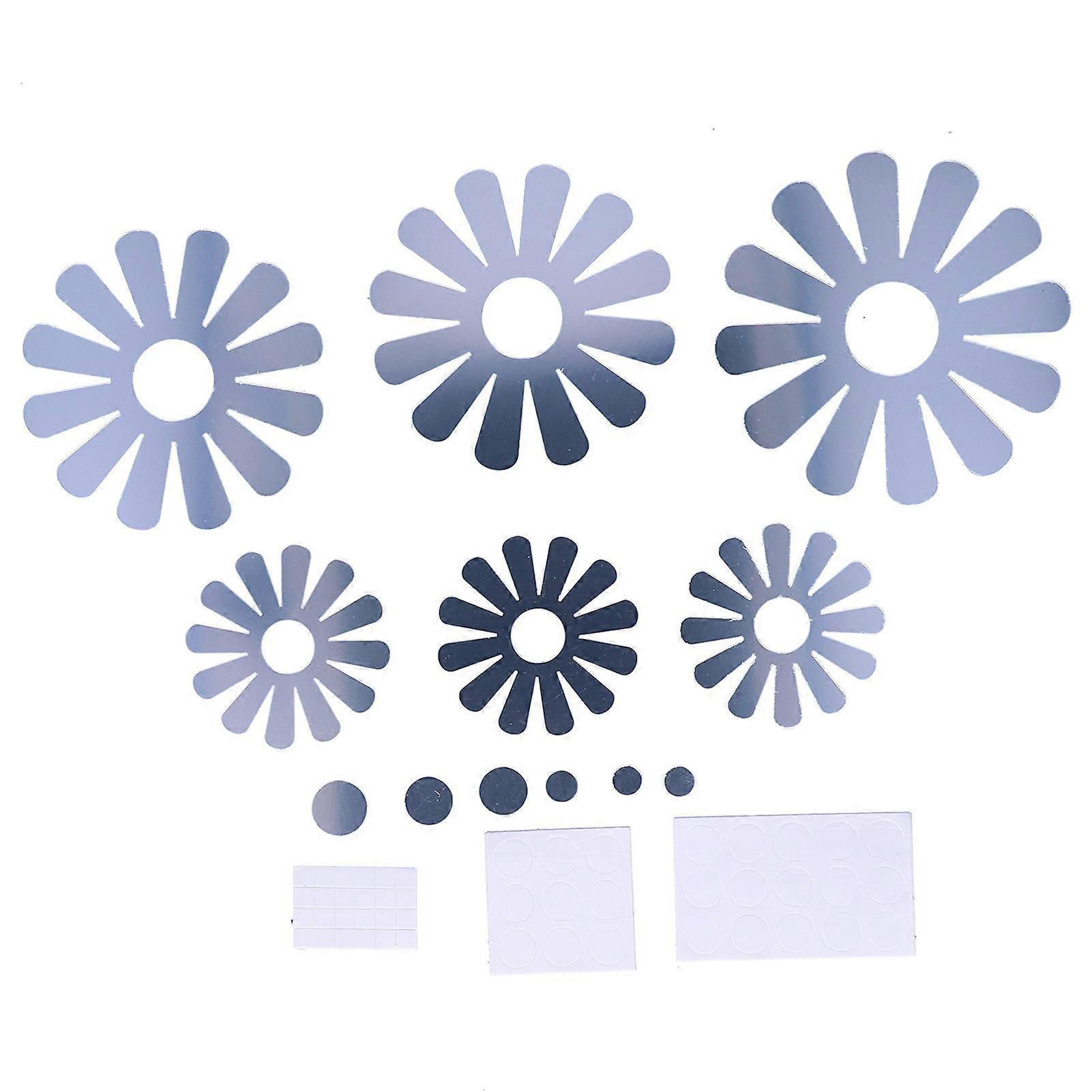 Acrylic Wall Sticker 3D DIY Mirror Flower Pattern Art Decals for Home Decor, Removable, Colorful, 23 x 22 Inches