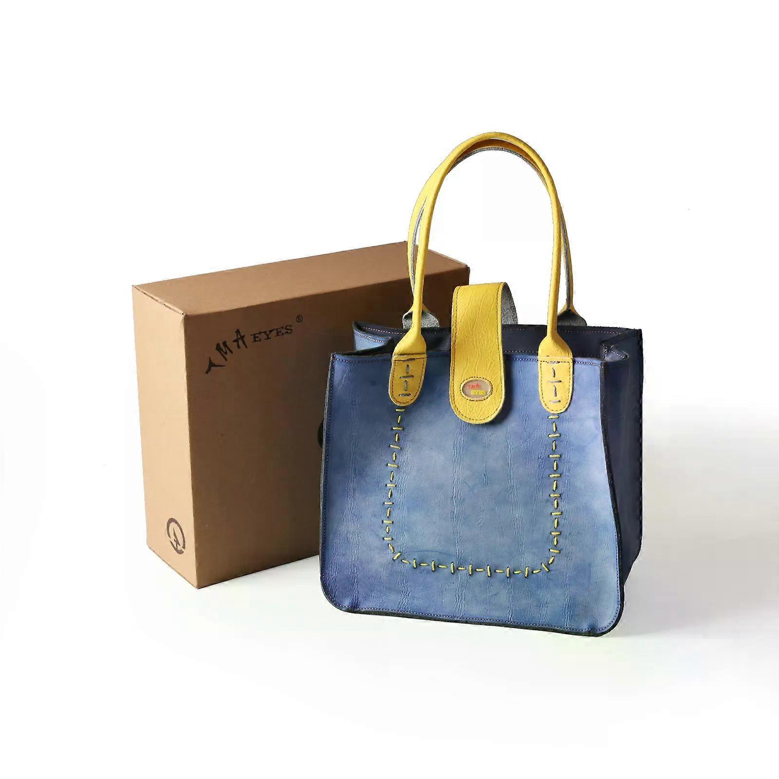 Brand Leather Handsewn Solid Color Minimalist Handbag