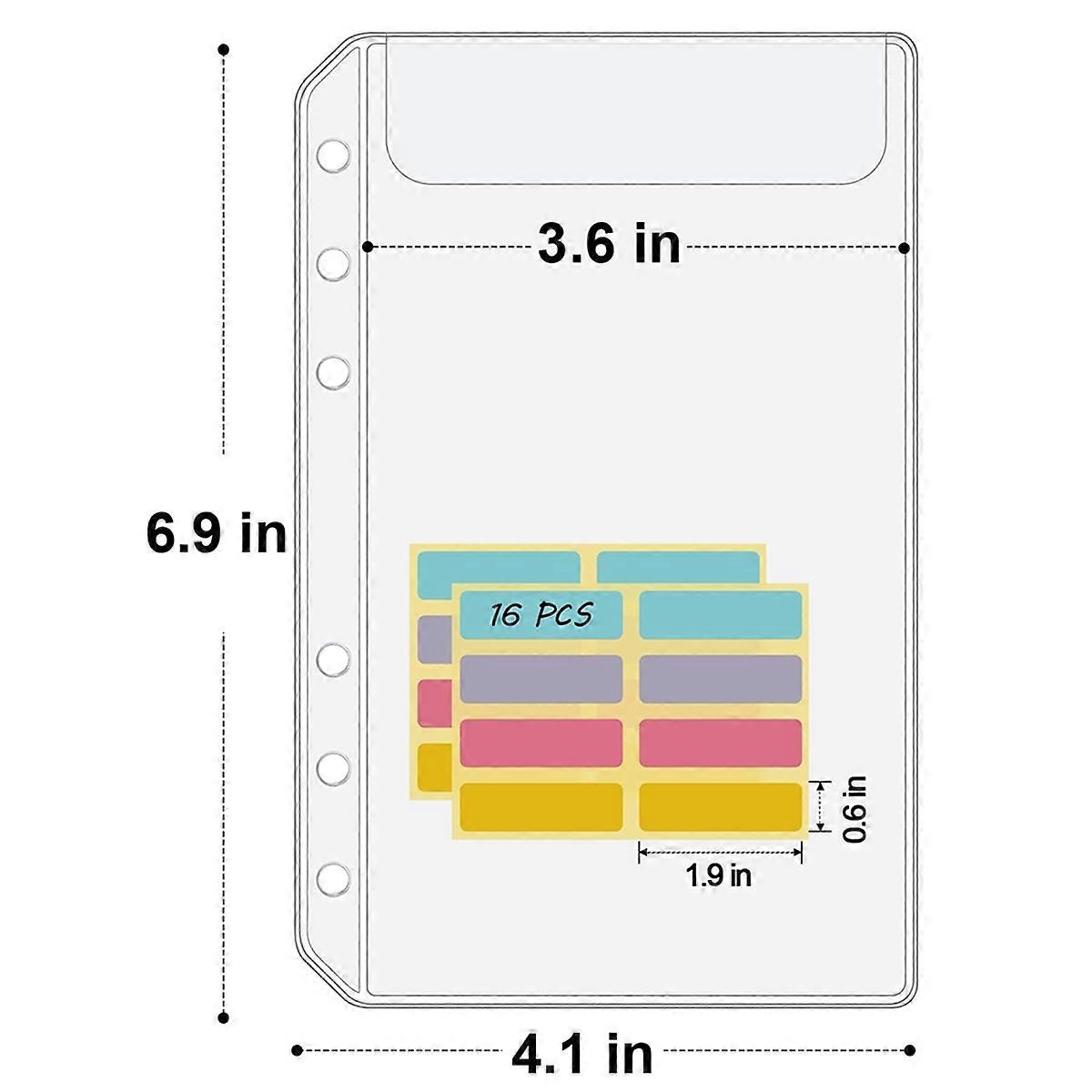 A6 Binder Pockets 12PCS No Zipper Envelopes for Budgeting,6-Hole Zipperless Binder Pouches Envelope for A6 6-Ring Binder