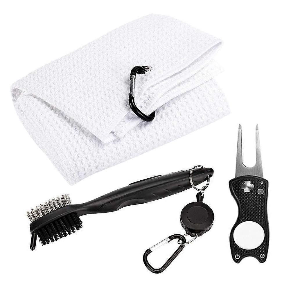3Pcs Towel and Club Cleaning Brush Kit Divot Repair Tool with Ball Marker er Set Accessories