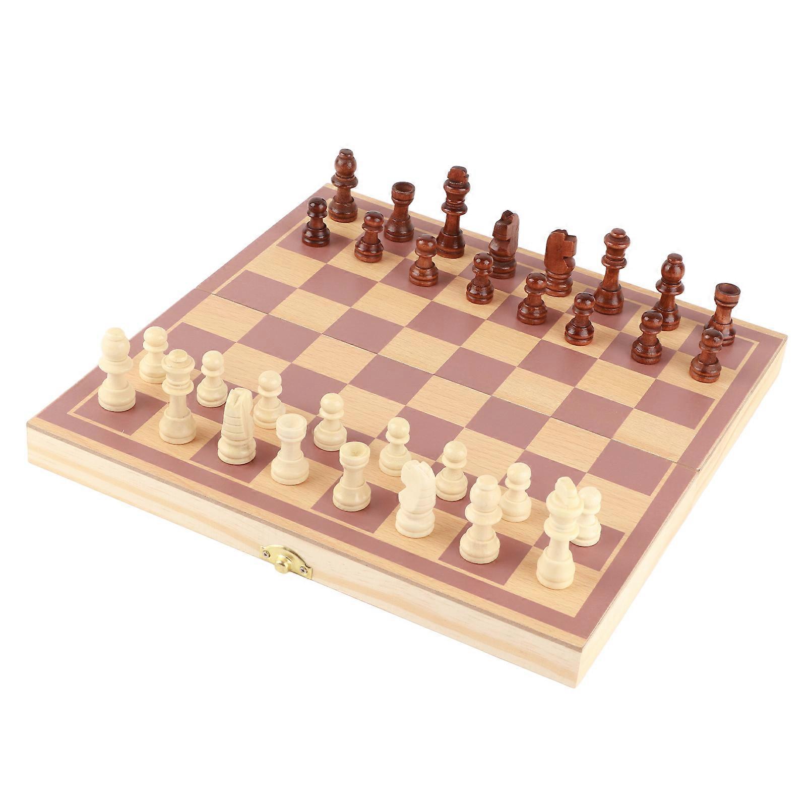 Portable Wooden Chess Board Game Folding Board Chess Game for Party Family Activities