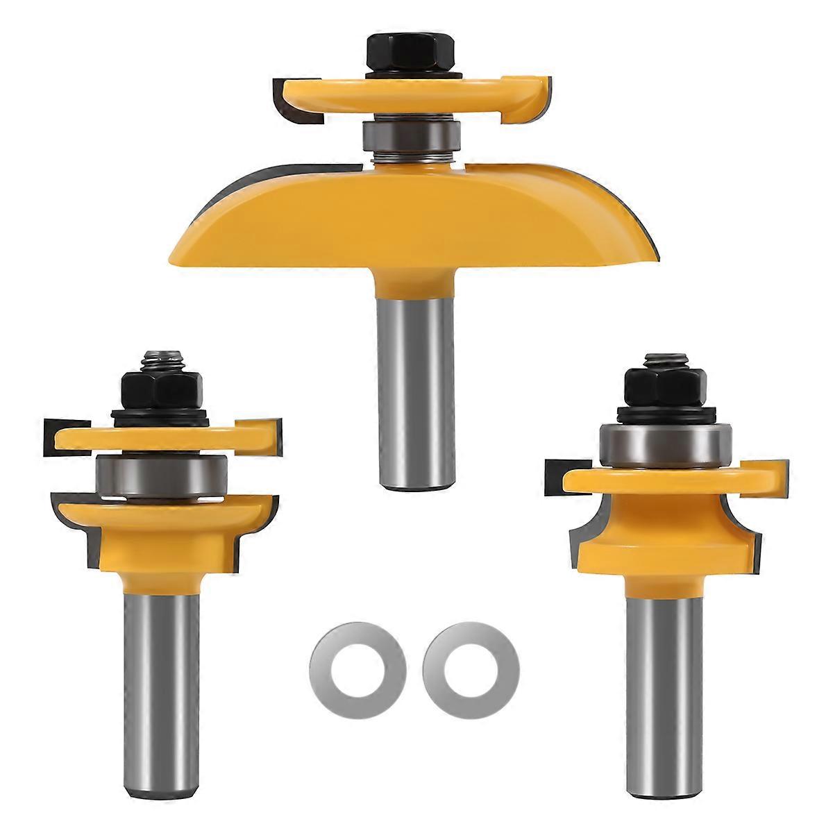 3Pcs 1/2inch Shank Rail & Blade Cutter Panel Cabinet Router Bits Set Milling cutter Power Tools Door