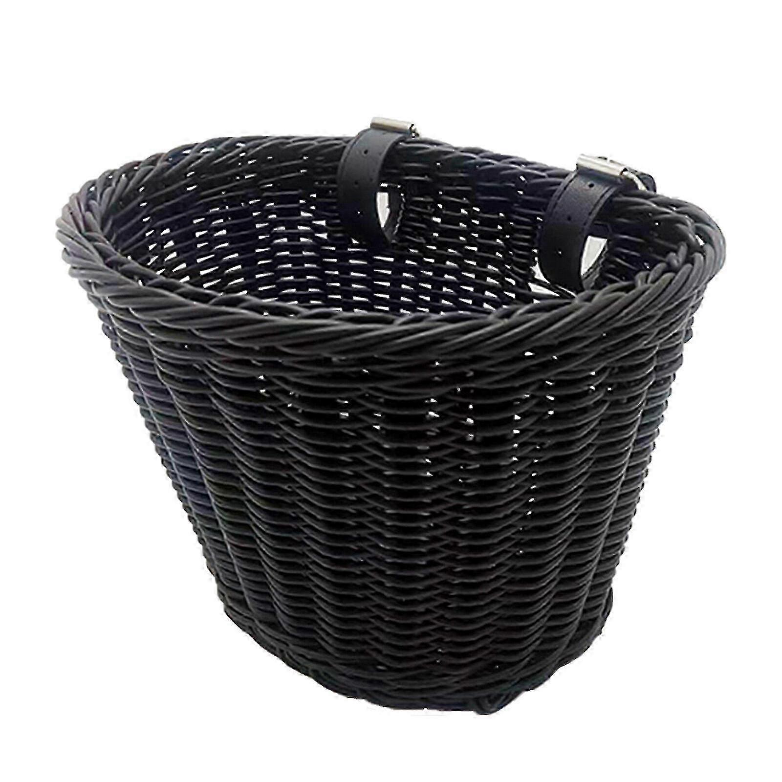 Retro Wicker Bike Basket Handlebar Front Storage Bicycle
