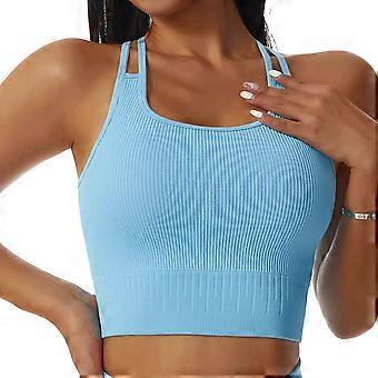 Frauen Criss Cross Back Sport-BH Reine Farbe Doppelriemen Quadratischer Ausschnitt Yoga BH Fitness Workout Tank Tops