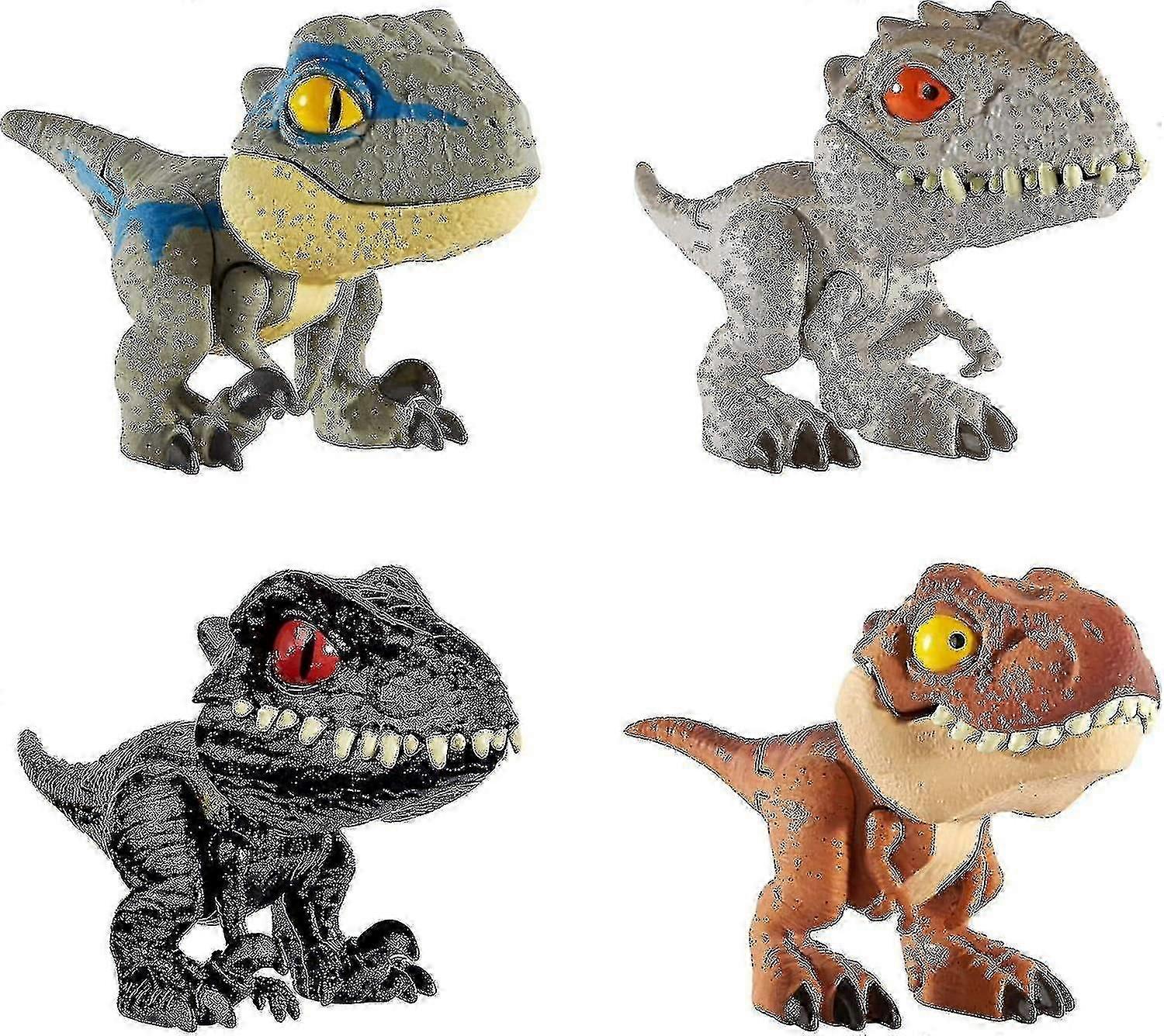 4pcs World Dinosaur Snap Squad Collectibles For Display, Play And Snap On Feature For Attaching To Backpacks, Lunch Packs WG