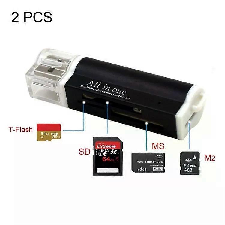 USB 2.0 Memory Card Reader-2 PCS Multi-Format for Micro SD,SDHC,M2,MMC,MS PRO DUO -