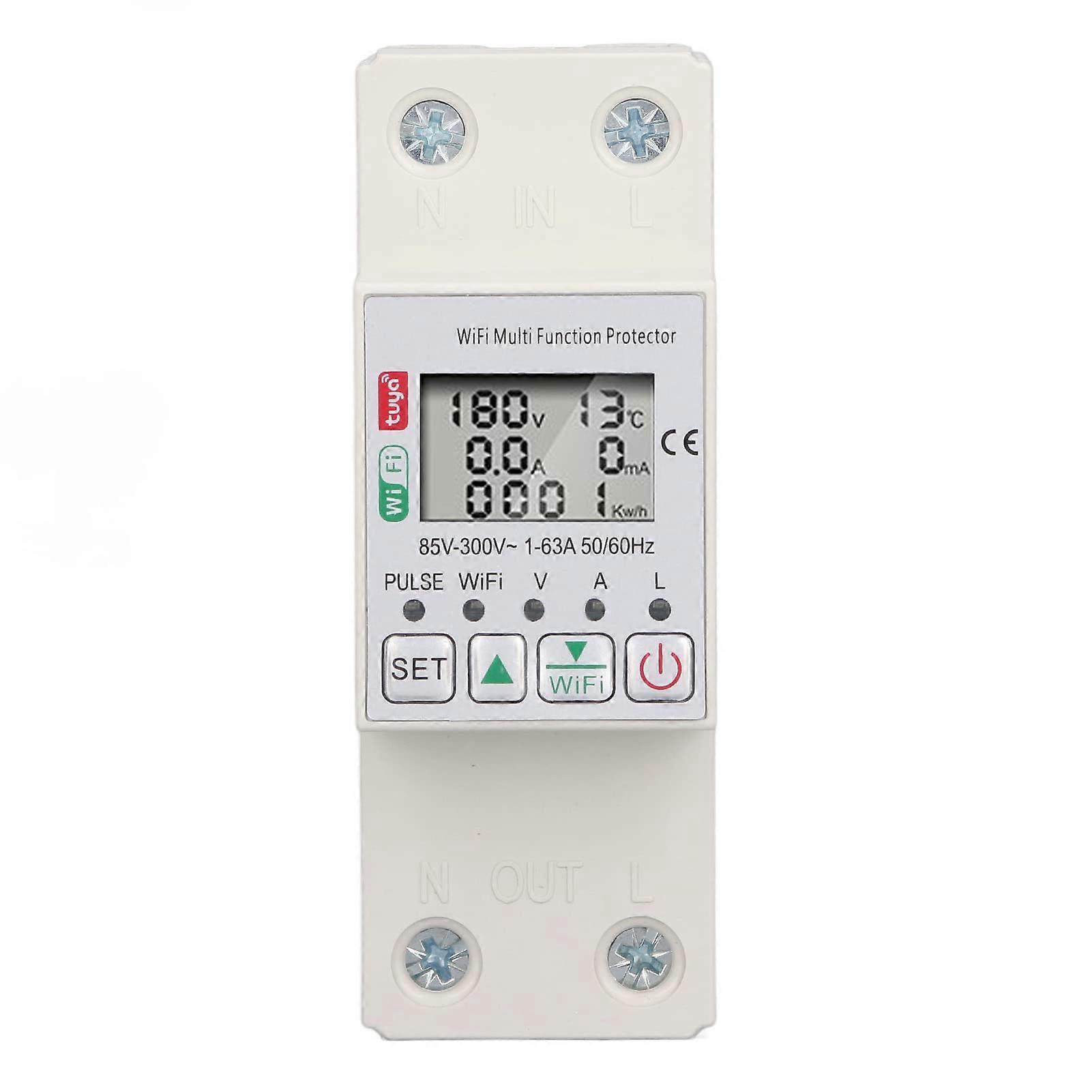 Smart Power Meter Switch Voltage Current Meter Power Monitor Smart Energy Circuit Breaker AC85-300V 63A