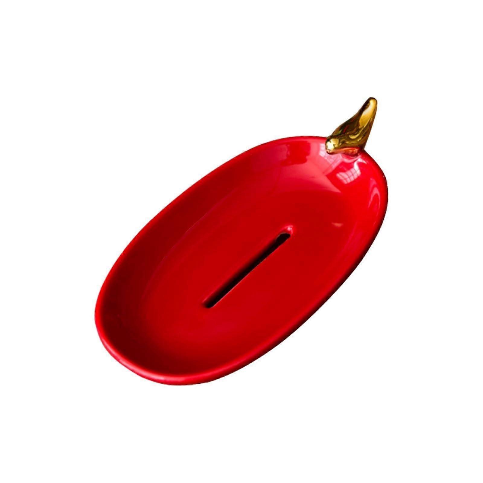 Red Ceramic Soap Dish for Bathroom
