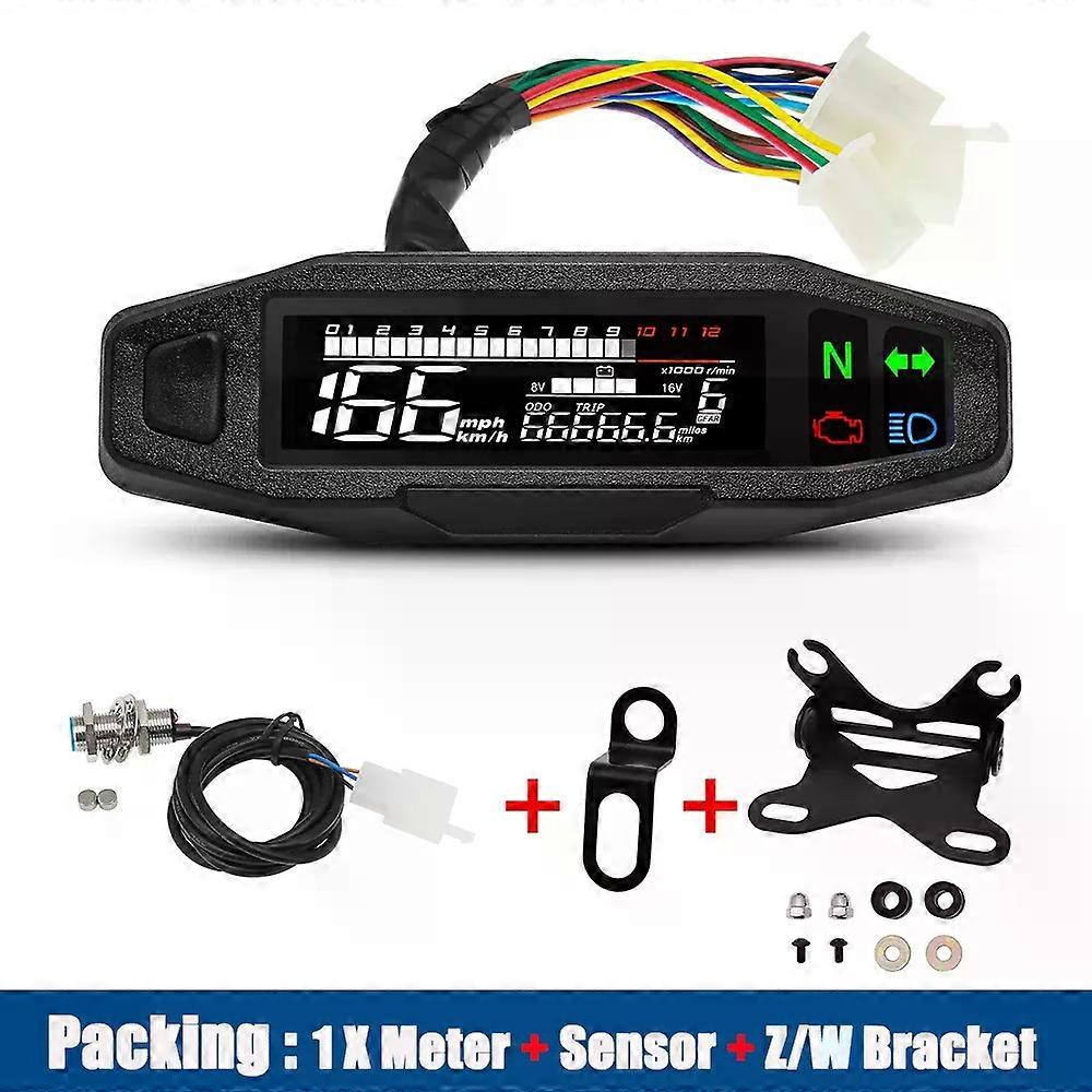 Motorcycle Speedometer Universal Digital Dashboard Instrument with Turn Signal Light Km/h Hour Meter Oil Gauge Tach Waterproof