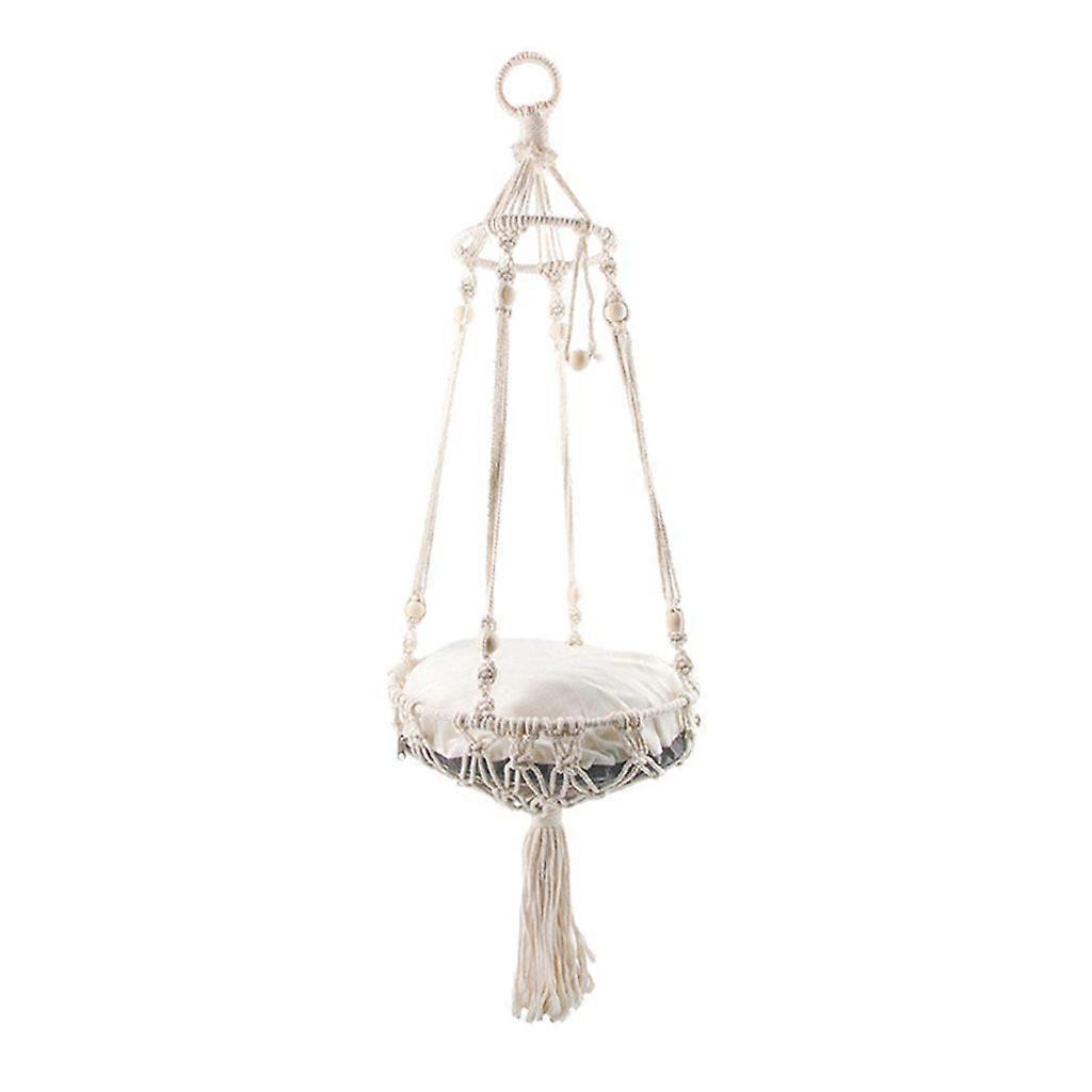 Handwoven Tassels Cat Swing Bed Hangable Hammock Space Saving Pet Sleeping Bed