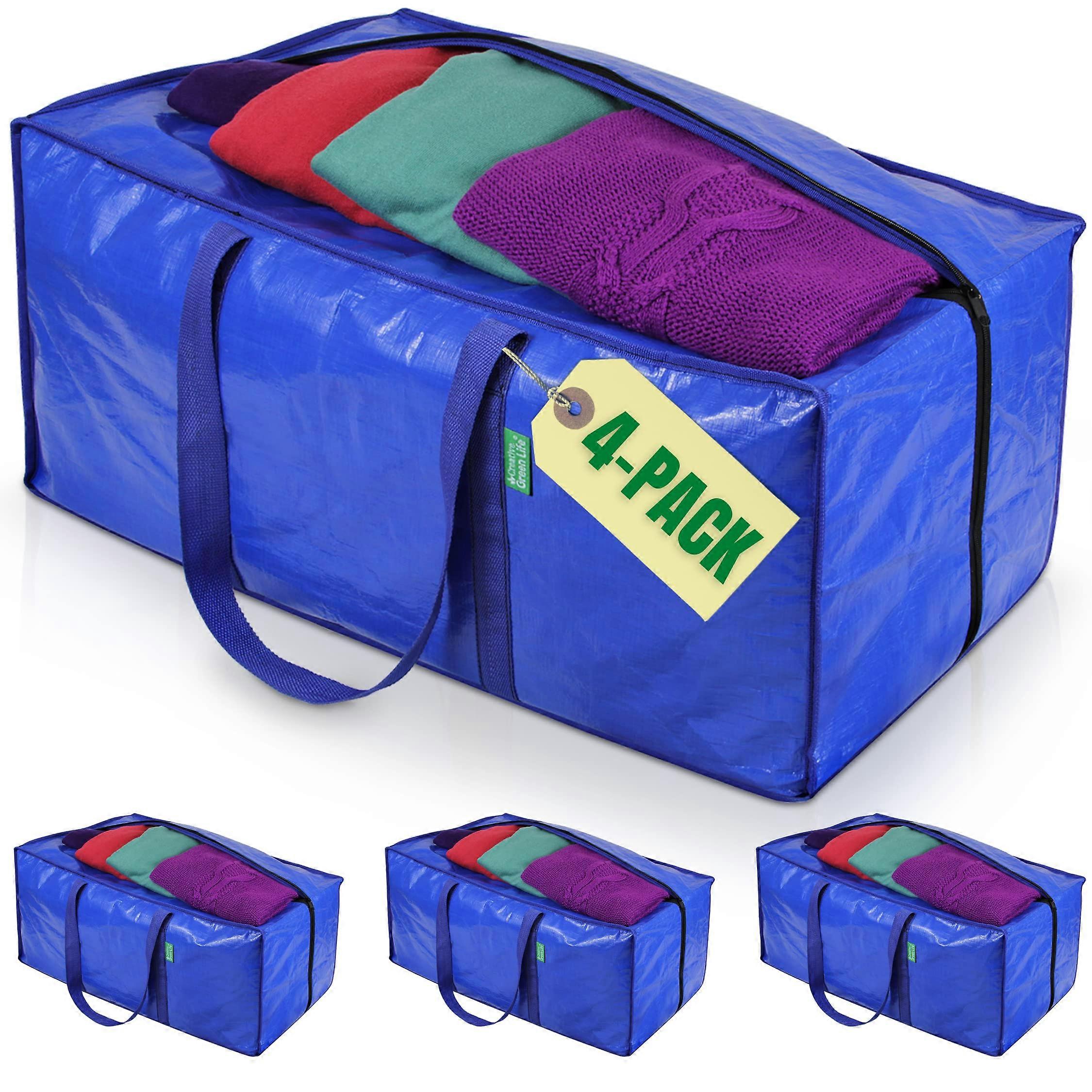 Heavy Duty Moving and Storage Bags with Strong Handle and Robust Zipper, 4 Pack for Clothes, Large Size, Durable Material