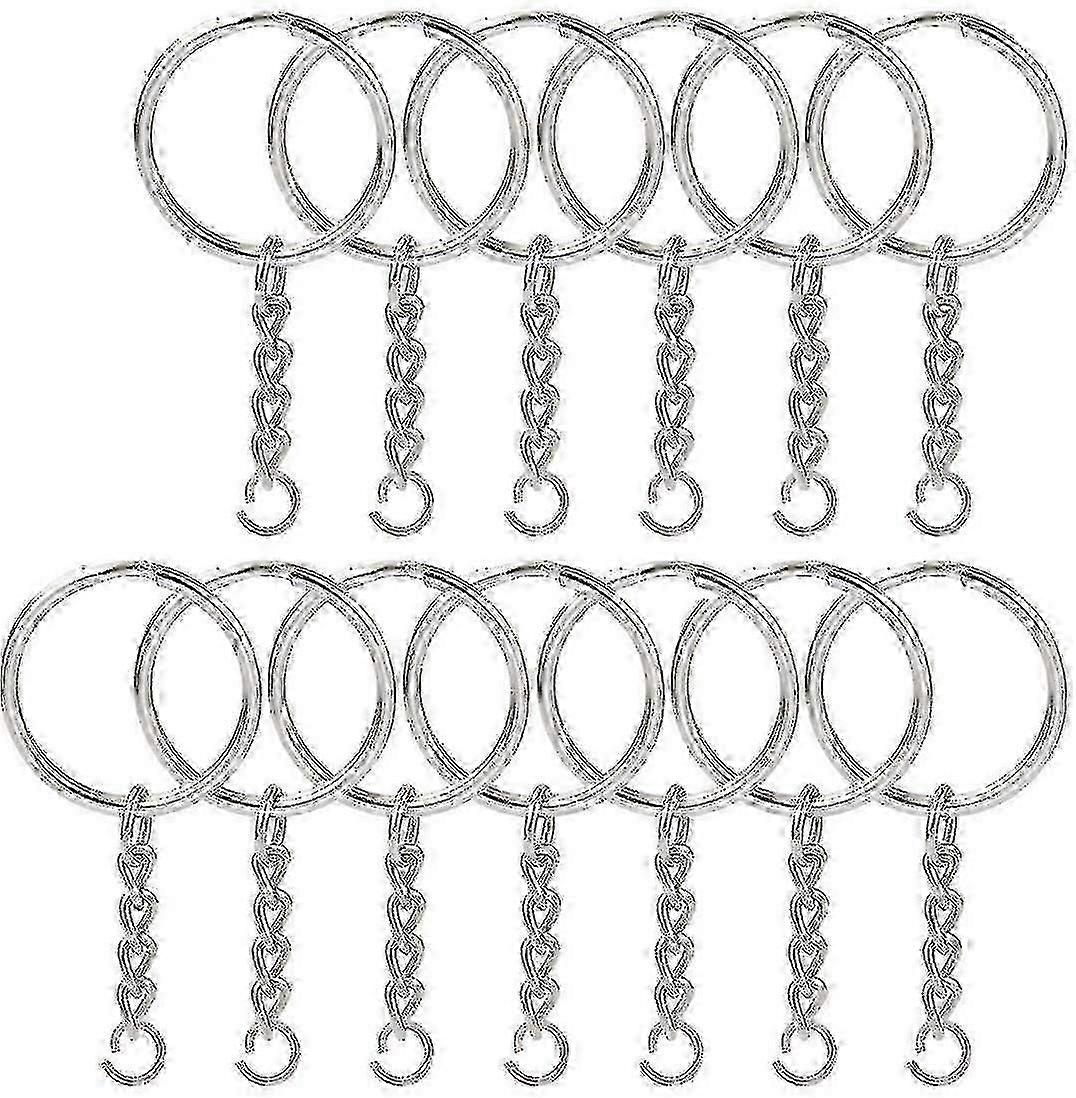 100 Pcs Key Ring, 25 Mm Key Ring With Silver Chain Key Ring With Rings
