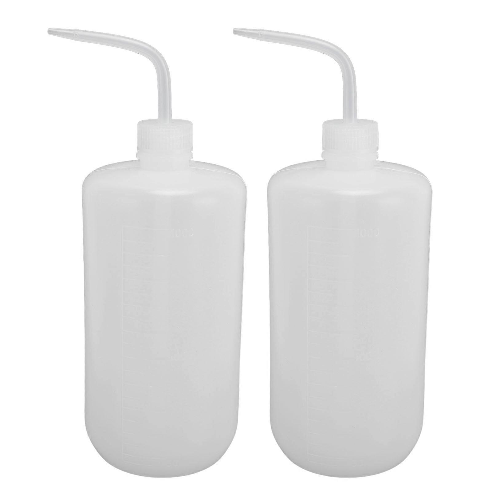 2Pcs Wash Bottle 1000ml Plastic Safety Laboratory Squeeze Tool with Narrow Mouth