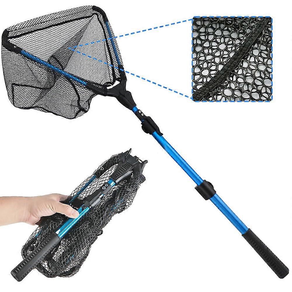 Fishing Net Fish Landing Net Foldable, with Laser Coating, for Steelhead, Salmon, Fly, Kayak, Catfish, Bass, Trout Fishing Landing Net