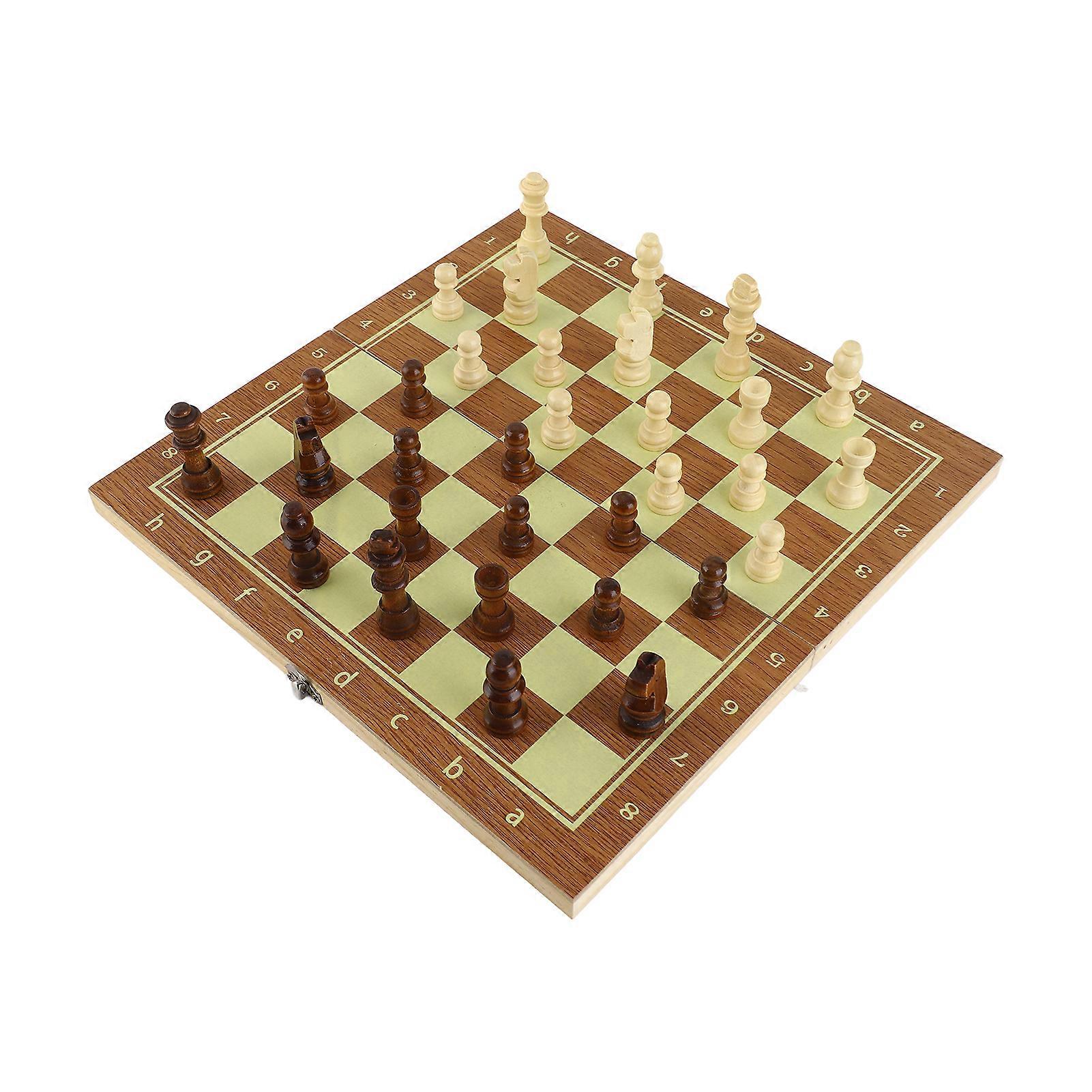 Wooden Chess Set with Folding Board International Chess Game Classic Strategy Entertainment for Adults and Kids Portable Design