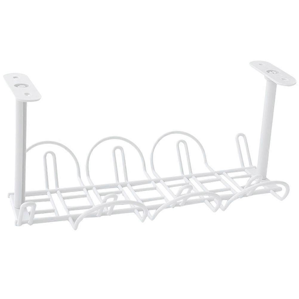 Free of Punch Storage Rack Hanging Basket Office Desk Shelf Simple Storage Shelf (with 2pcs Traceless Glue, 4pcs Screws, White, 1 Layer)