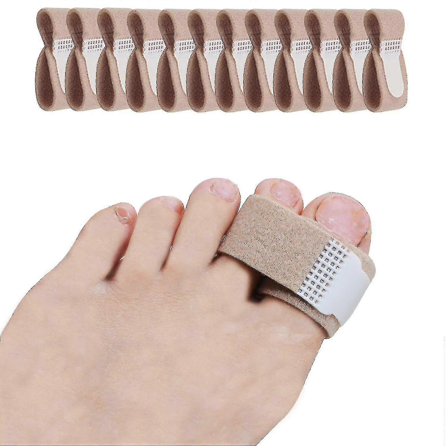 10 Pack Fabric Toe Splints with Cushioned Bandages Finger Protectors Toe Straighteners and Hammer Toe Separators
