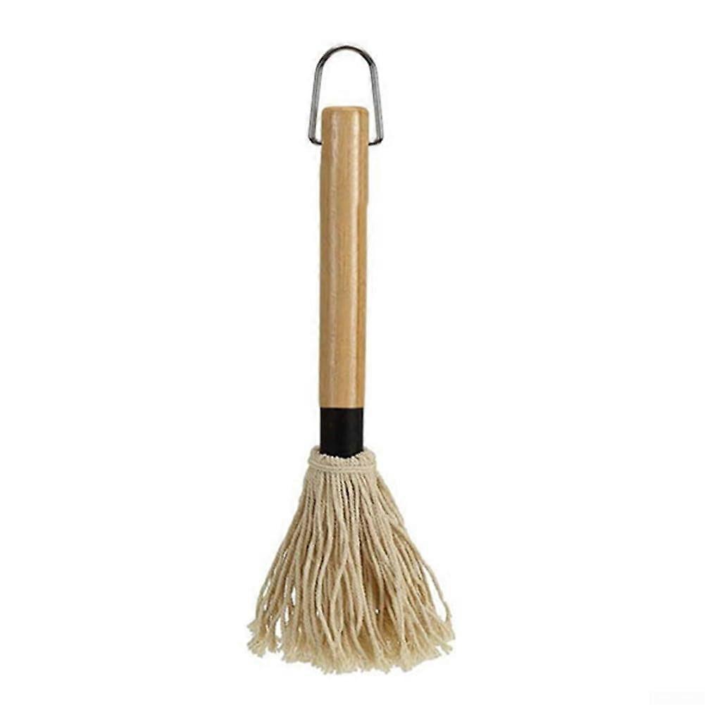 Wooden Grill Mop With Long Handle, Replacement Heads Included, For Grilling, Smoking And Steak, Model B