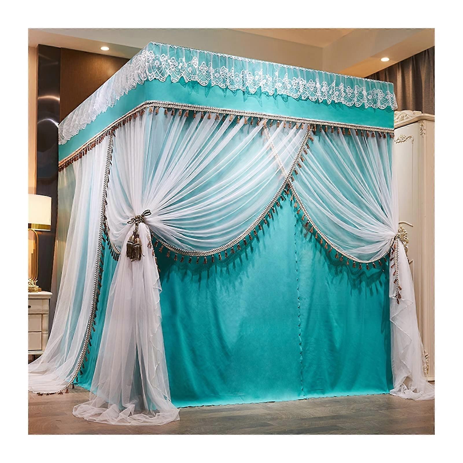 Bed canopy, Doublelayer mosquito net, Bed canopy with 4pole support (Color: Style 2)