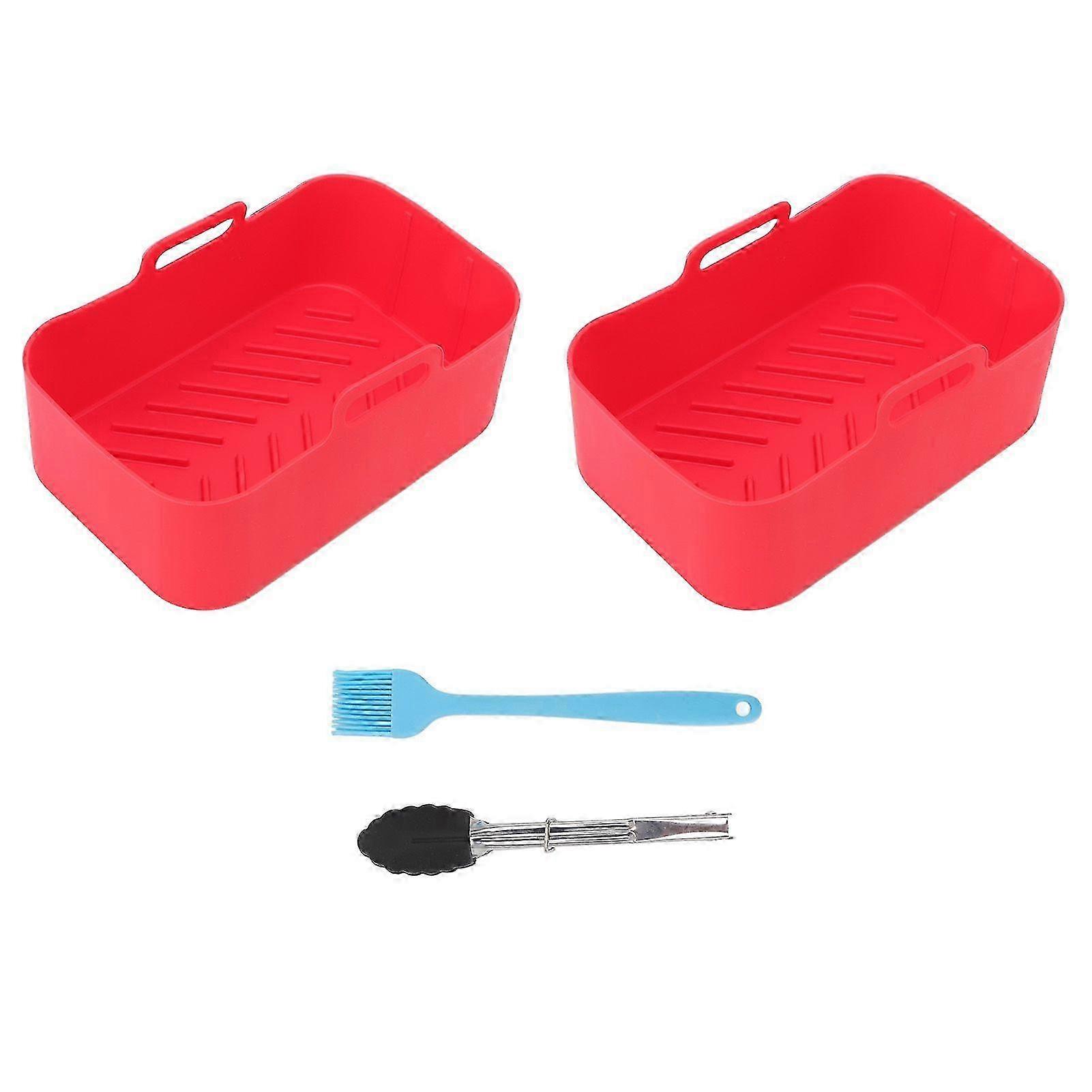 Ninja DZ201 Foodi 8QT デュアル エア フライヤー シリコン ポット、ブラシ、クリップ付き - レッド 19.5x12.7x7cm