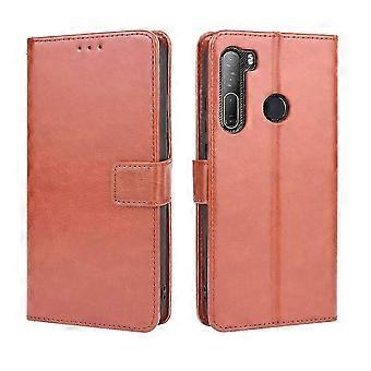 Do HTC Desire 20 Pro Retro Crazy Horse Texture Poziome skórzane etui z klapką, z uchwytem i schowkiem na karty