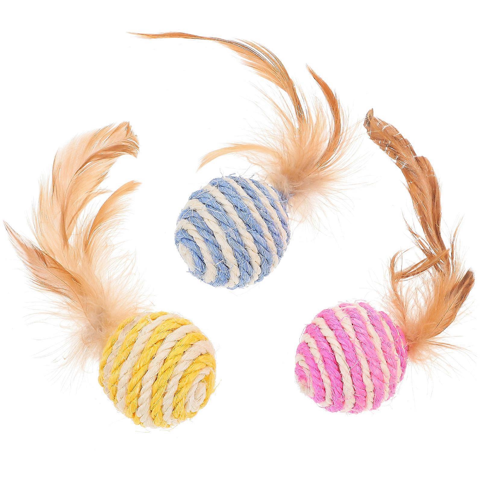 Ball Toy For Cats 3Pcs Assorted Color Rolling Ball Entertainment Indoor Play With