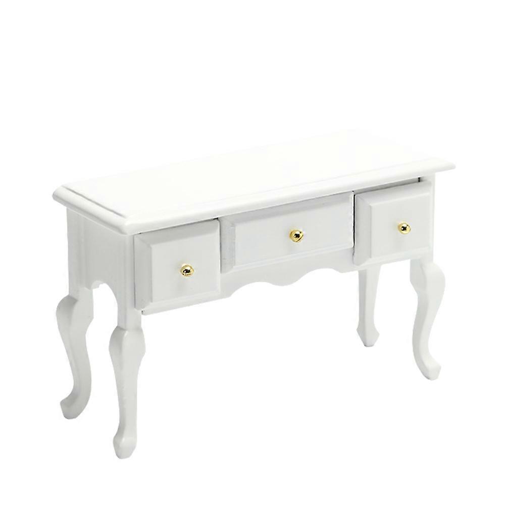Miniature Desktop Decoration Mini Wooden Drawer Cabinet Home Decoration Chic and Elegant Style White 1Pc