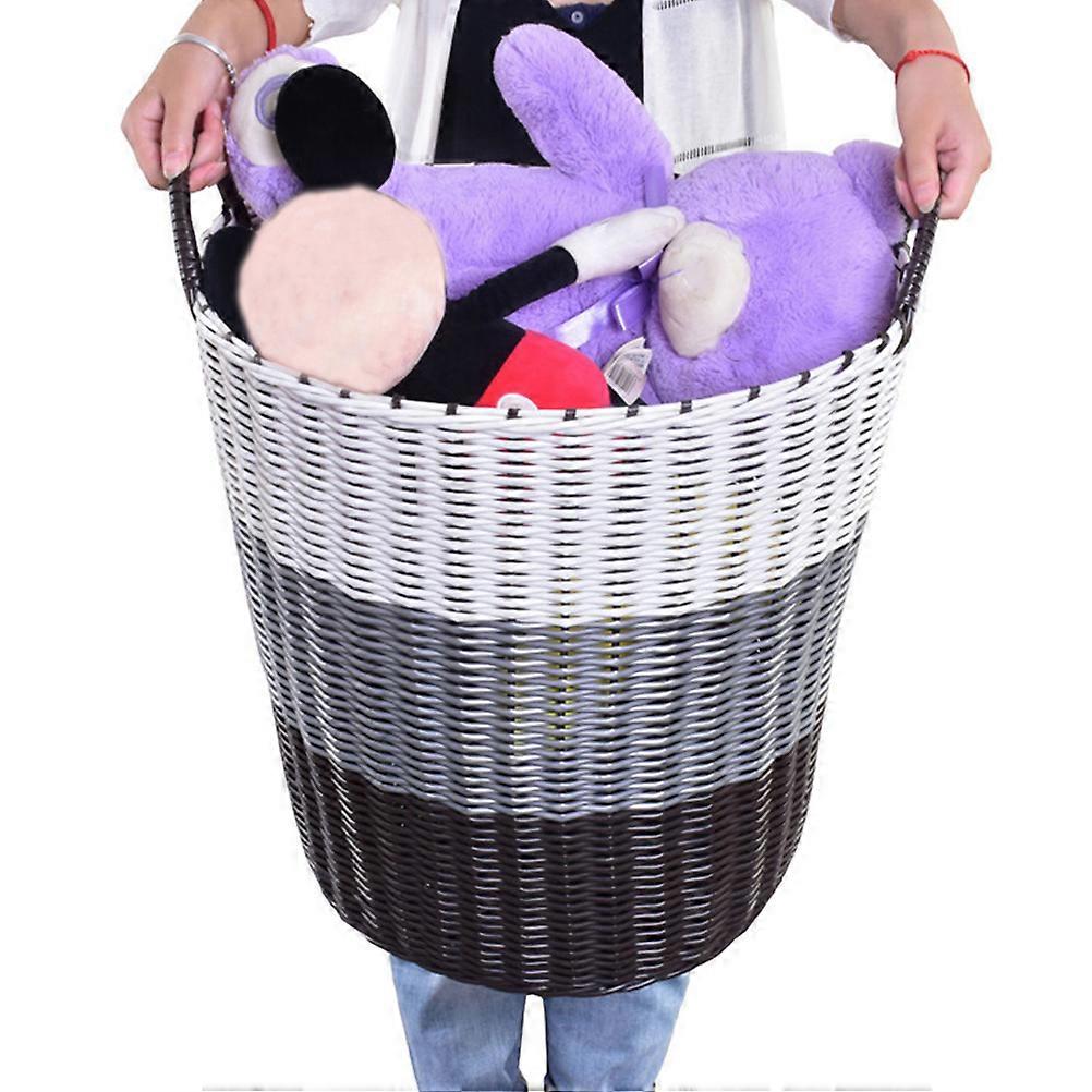 Laundry Organizer Plastic Woven Clothing Storage Container Rectangular Simple Design Daily Use Grey 1Pack