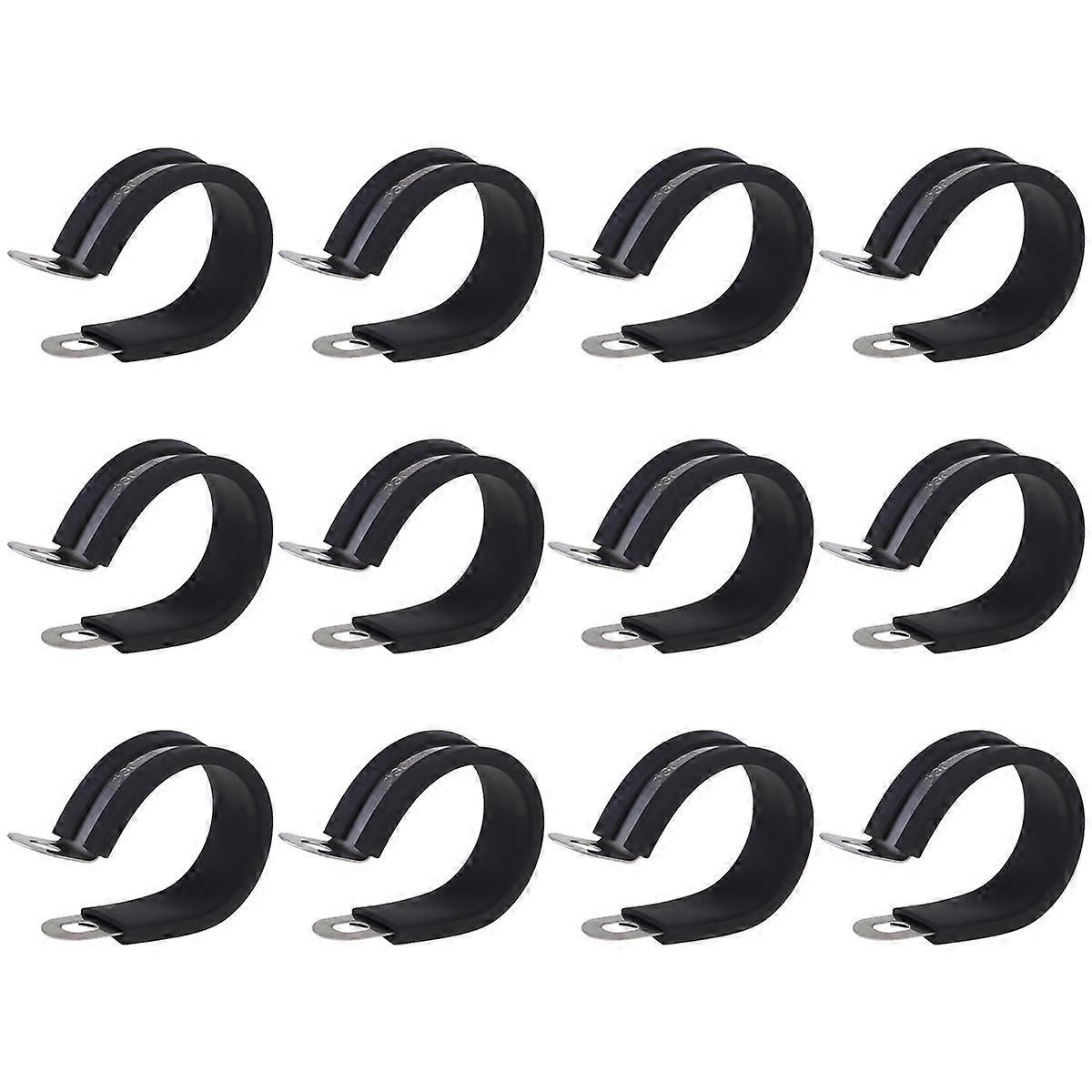 Wire Management Clamp R-Type Cable Clip for Home 6x4.5x1.8cm Black 12Pcs