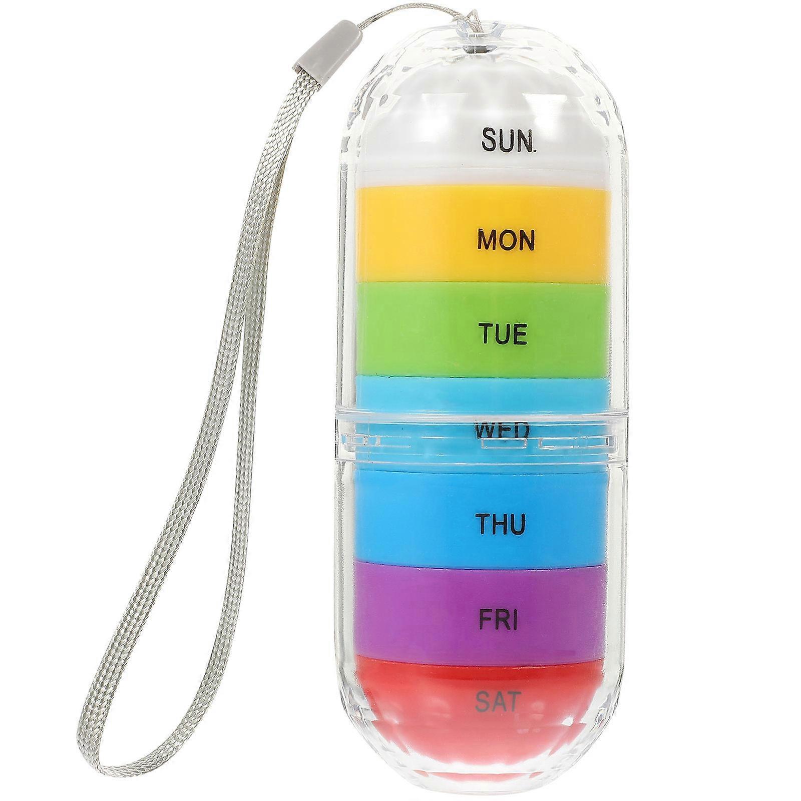 Weekly Pill Organiser Portable Pill Case Home Pill Storage Case Waterproof Rotating Locking System Cylindrical Outer Shell 1Pack