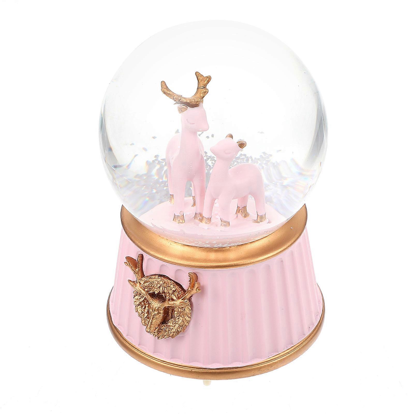 Musical Snow Globe Crystal Ball Music Box Nordic Luxury Pink Glass Room Decor present Item 1Set