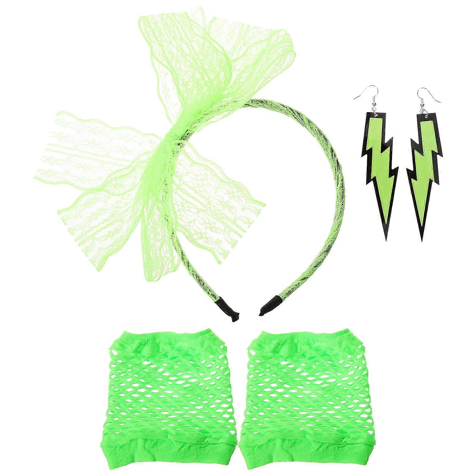 Pendientes neón verdes para mujer. Usar con elástico.