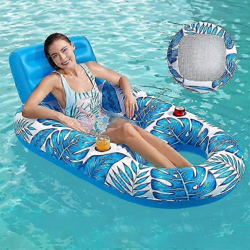 Large Pool Floats Lounger Adults - 2 Pack 55'' x 36'' Oversized Lake Float Floaties, Inflatable Pool Raft with Cup Phone Holder, Backrest,