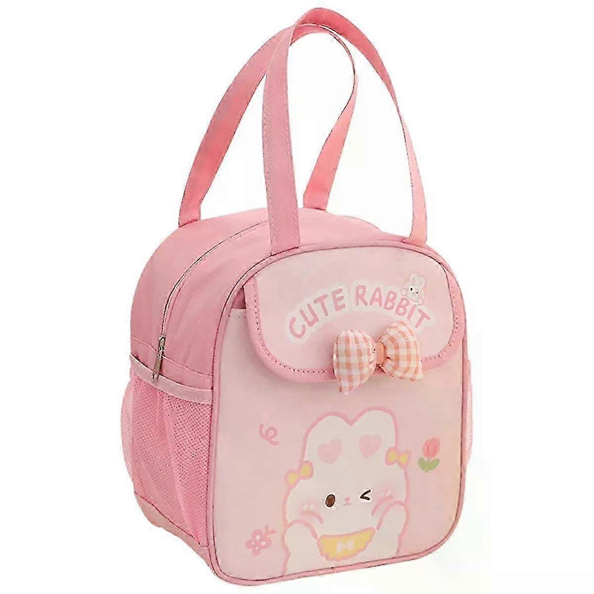 女の子のためのカワイイランチバッグかわいいランチボックスバッグ断熱バッグホットワークまたはコールドワークピンクの再利用可能なトートバッグ