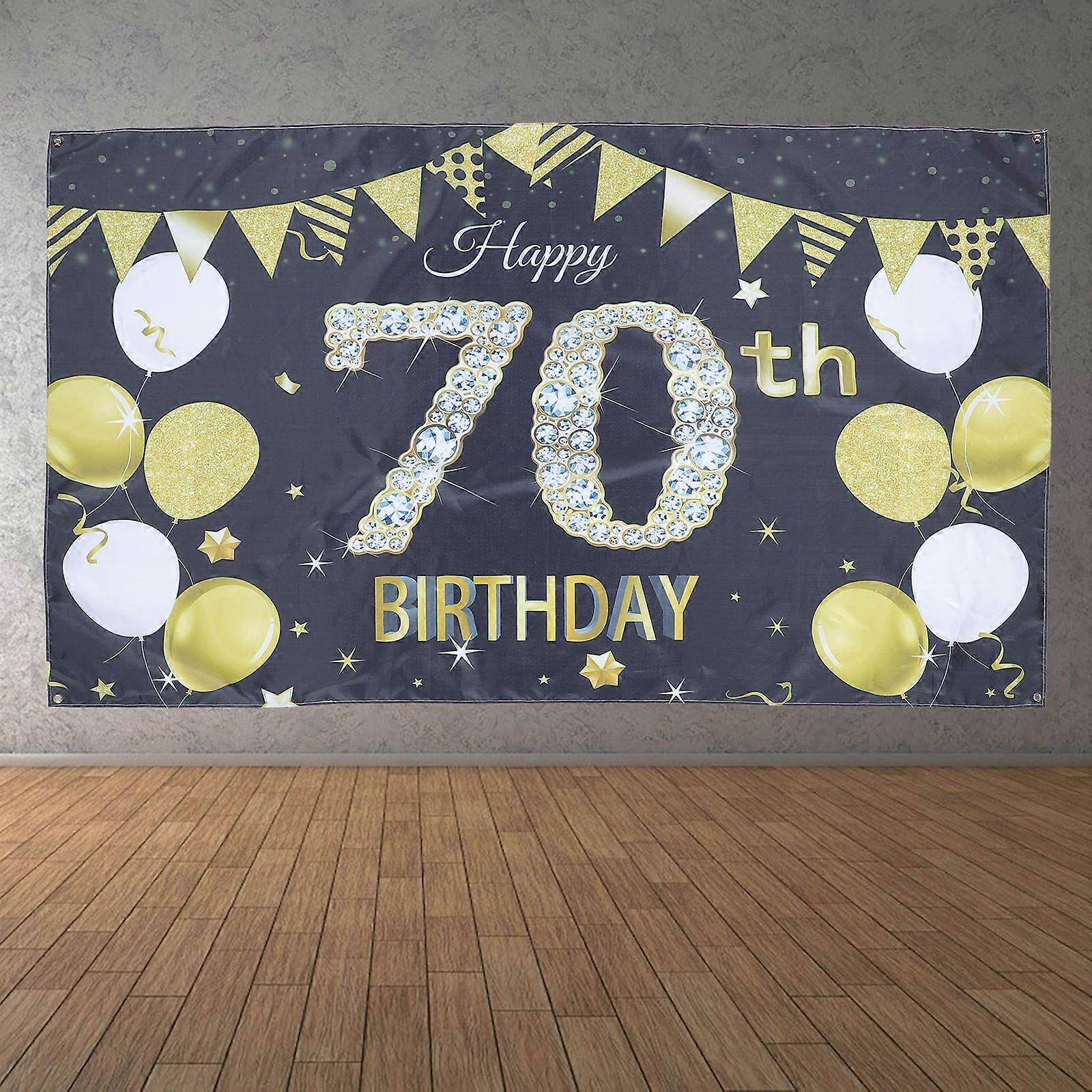 Party Background Cloth Decorative Birthday Backdrop Outdoor Use Black 180x110cm 1Set