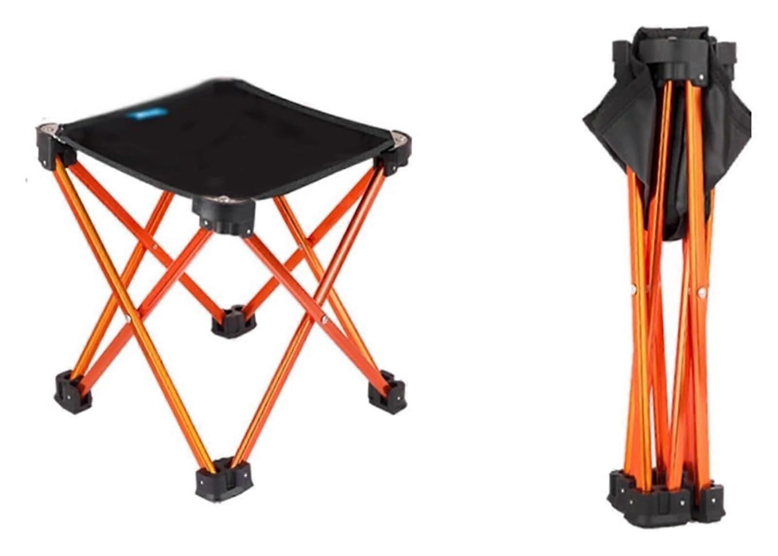 Portable Folding Stool - Comfortable Four-Legged Camping Seat, 400 lbs Capacity, 24.5 x 26 cm, Orange for Hiking, Fishing, Hunting