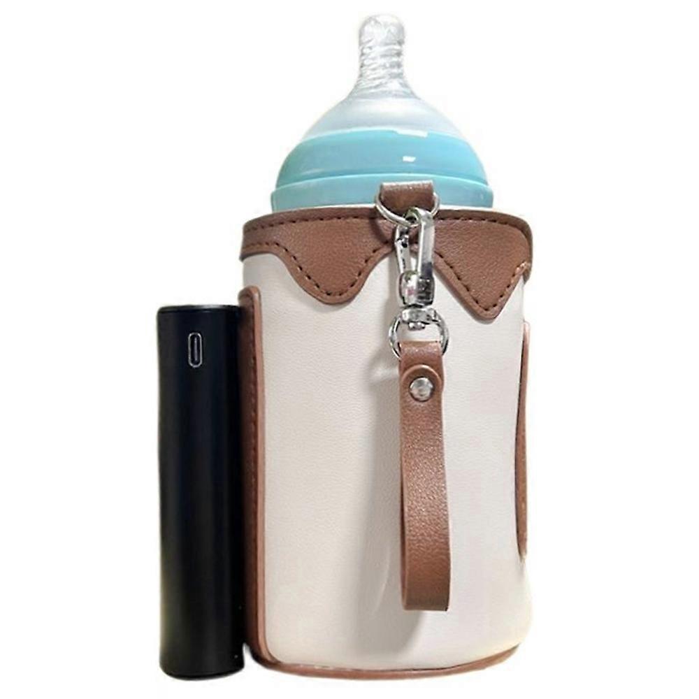 Chauffe-biberon portable extérieur Chauffe-lait pour bébé Sac isolant d’alimentation de voyage Taille L Prise UE - Beige