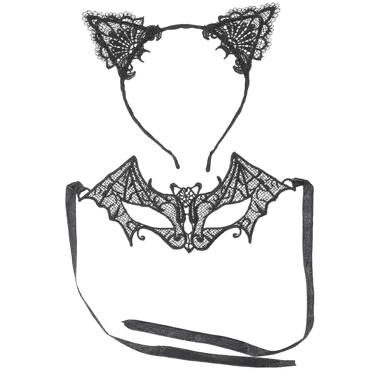 Halloween Decoration Props Headband And Eyemask Fancy Dress Parties Black 1Set