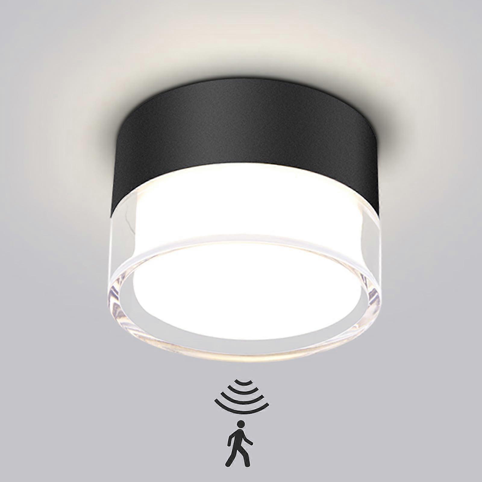 LED Surface-Mounted Ceiling Light 12W with Radar Motion Sensor, 4000K Aluminium Spotlight, 10cm Flat Diameter, 230V