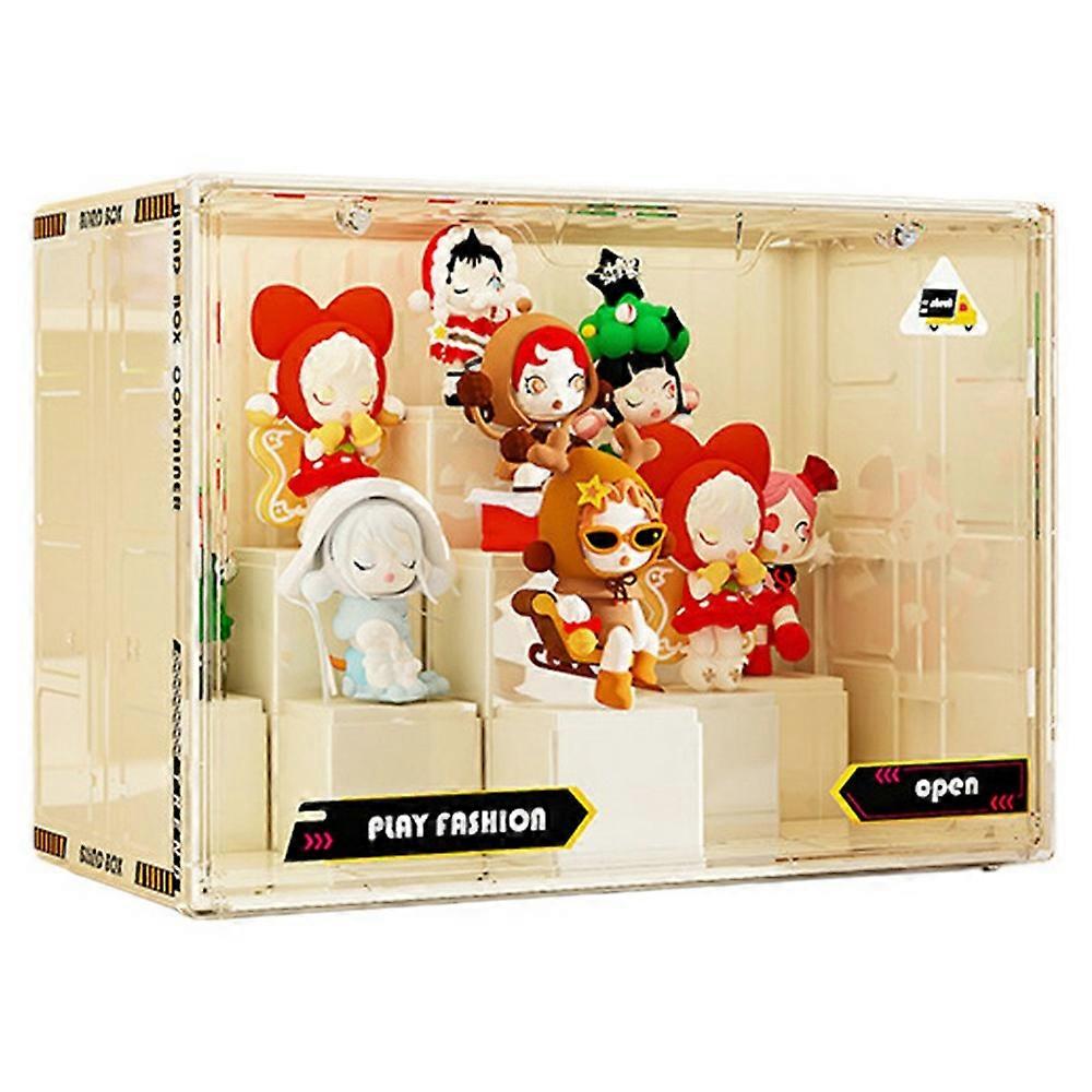 Size L DIY Modular Display Rack Plastic Storage Box for Blind Box Figures with Magnetic Door