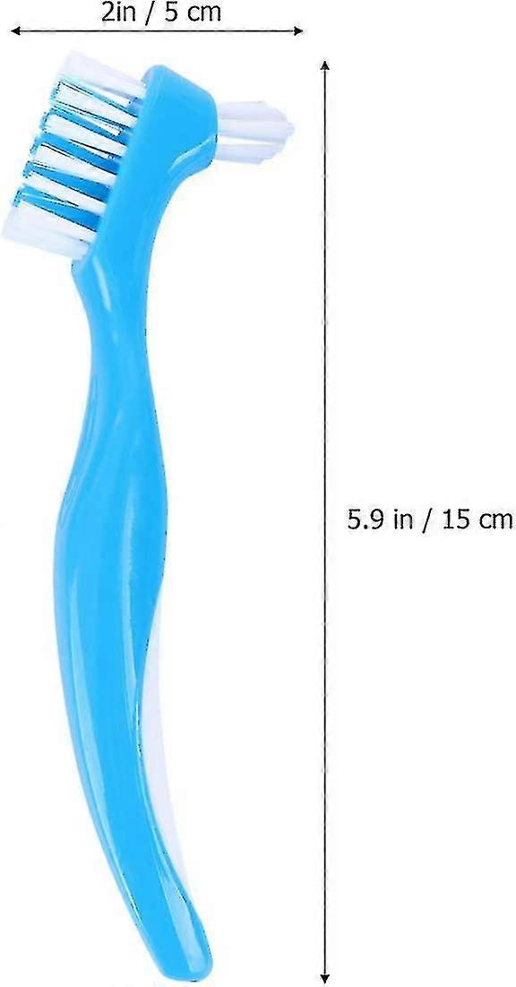 トラベル用ダブルヘッド付き義歯クリーニングブラシ(ブルー、3本入)