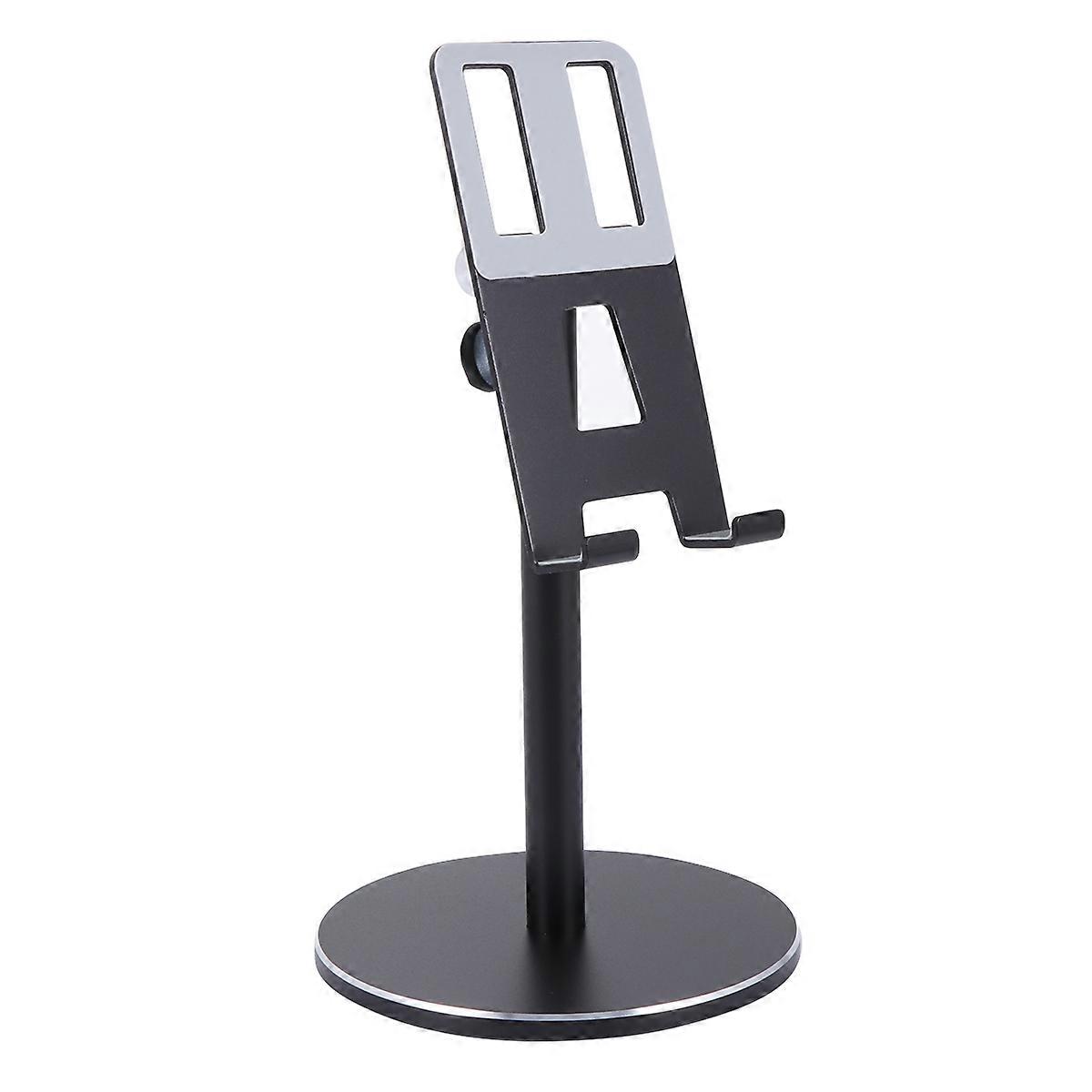 Adjustable Aluminum Phone Holder Stand for Tablets & Smartphones – Black, Stable Base, Easy Charging Access