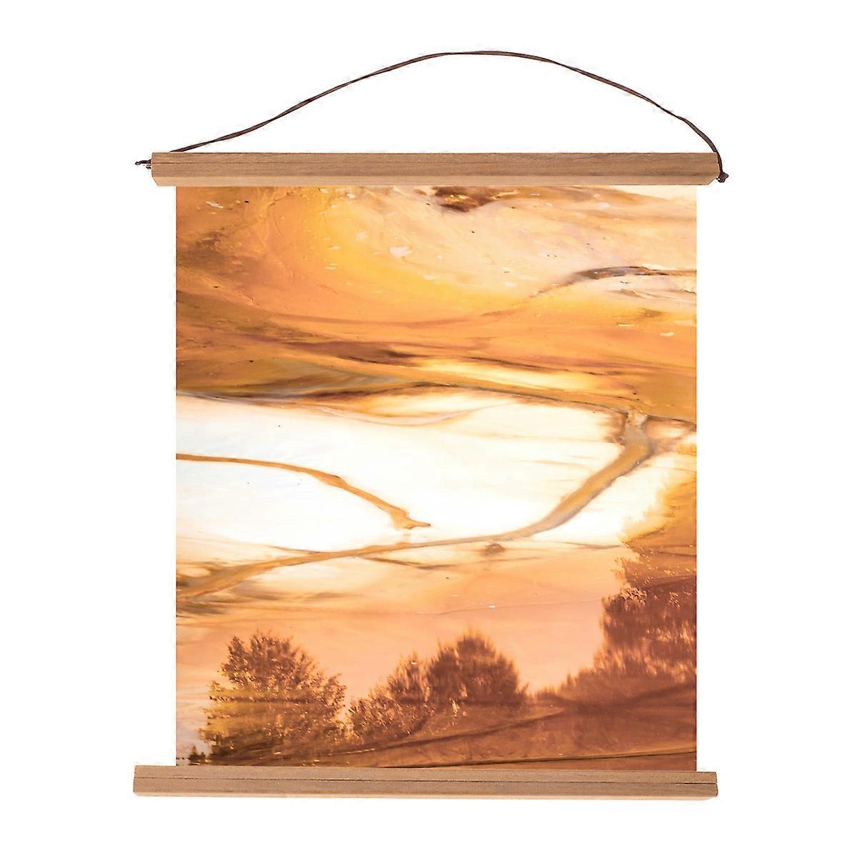 Scroll Poster Hanger Wooden Diy Design For Home Decoration Light Brown 51 X 2 X 1.8 Cm 1 Set