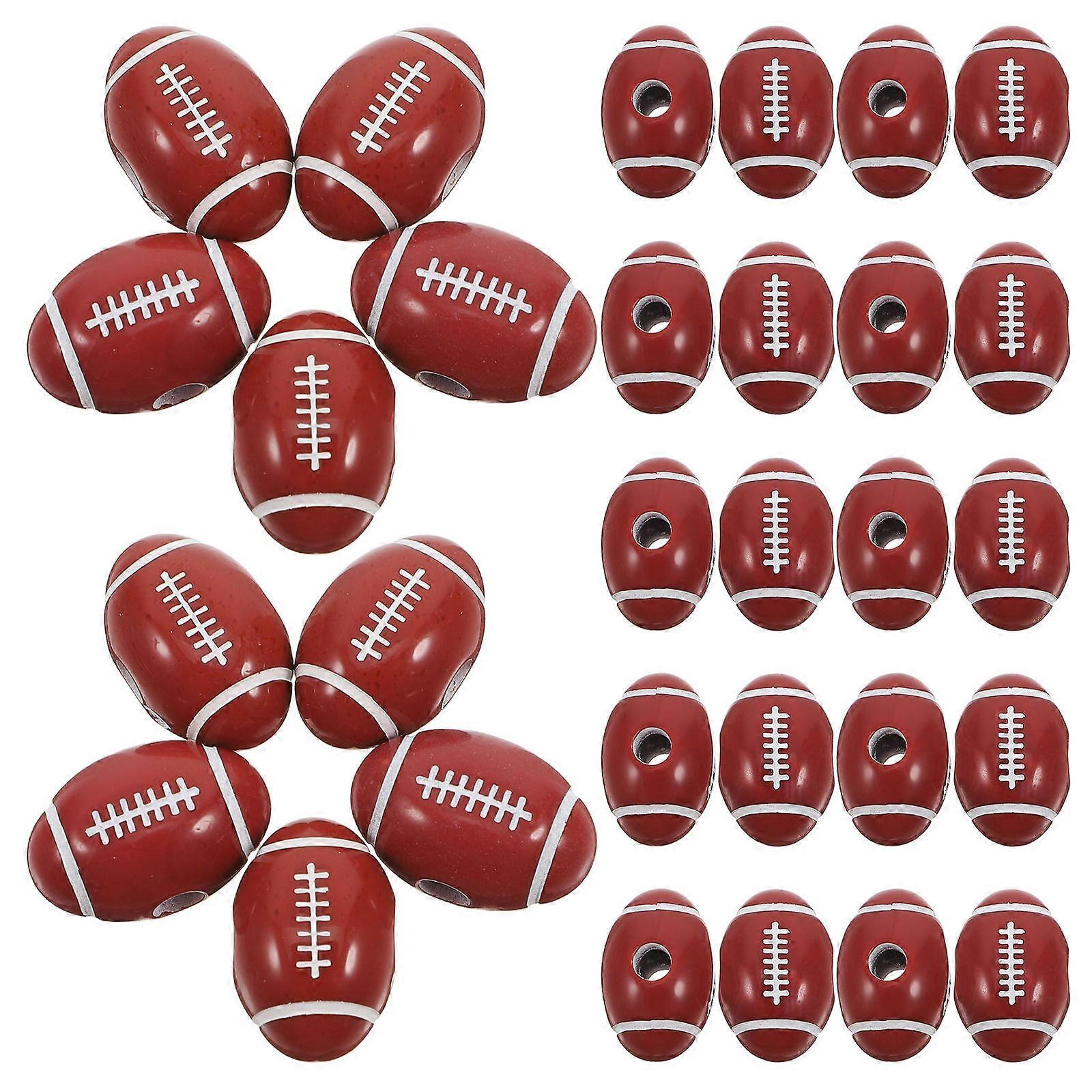 50 breloques de football et de rugby en acrylique coloré pour la fabrication de bijoux de bricolage, perles artisanales durables pour bracelets et colliers, idéal pour les adultes