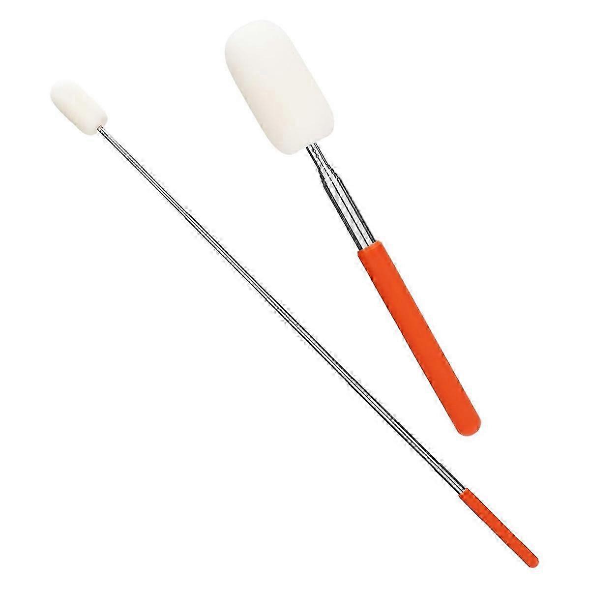 2pcs Telescoping Sponge Stick for Pottery, Retractable Ceramic Mud Tools Clay Sponge on A Stick with--Orange