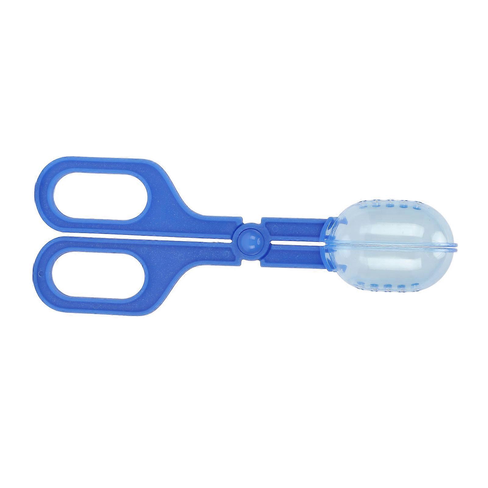 Reptile Feeding Clamp Reptile Feeding and Cleaning Tool Reptile Poop Scoop with Vents for Tortoise Lizard Frog Spider Blue